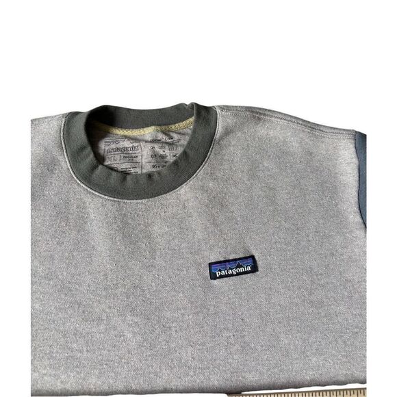 Patagonia Mens P-6 Label Uprisal Crew Sweatshirt size XL Tan Sage Green Blue - Picture 11 of 11
